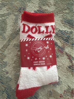 Dolly Cozy Socks Single Pair, Red and White, One Size